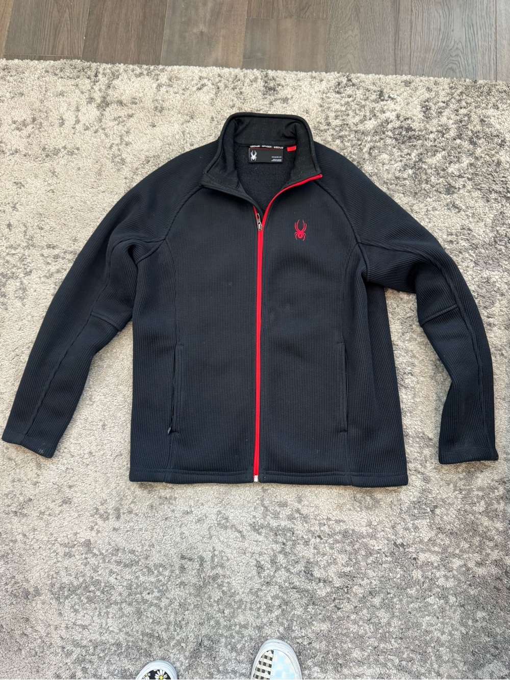 Spyder Men’s Large Black Red Full Zip Fleece Sweater Jacket